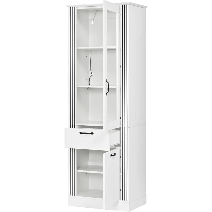 Vitrinenschrank mit Spiegeltür, App-gesteuerter LED-Beleuchtung, Schublade und Stauraum, Vitrinenschrank mit Ablagefächern, PB-Korpus, Aluminiumgriffe – Bild 9
