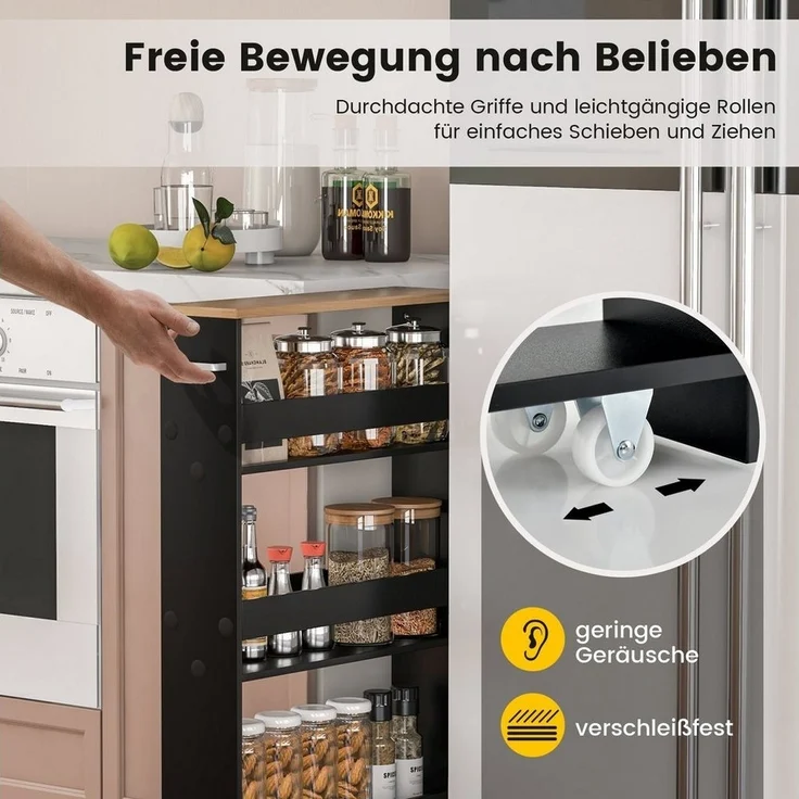 COSTWAY Küchenwagen, schmal, 4 Ebenen, auf Rollen, mit Griff, 48x12,5x81cm – Bild 3