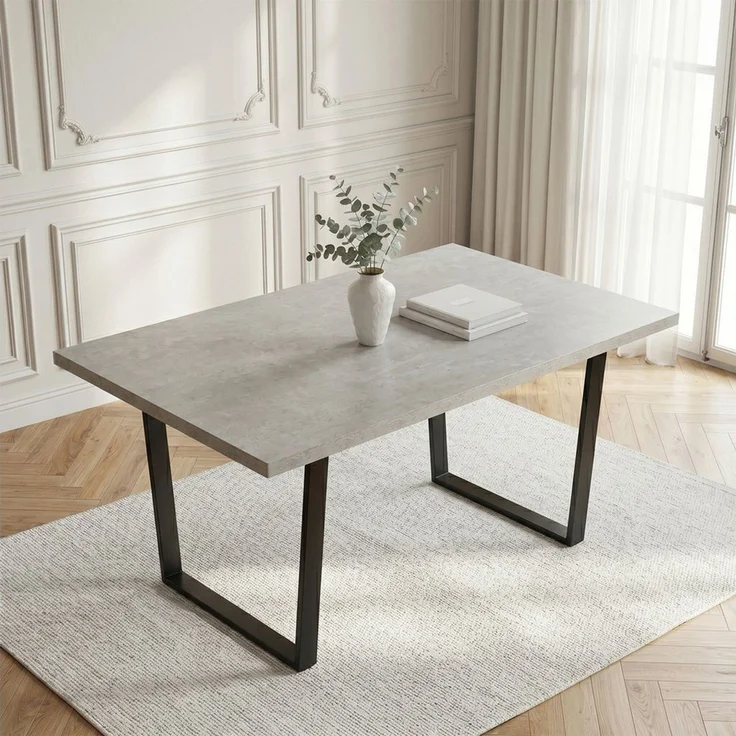 Jiexi Essgruppe Essgruppe 110x70cm MDF-Platte fix Tisch mit Cord-Polsterstühlen – Bild 4