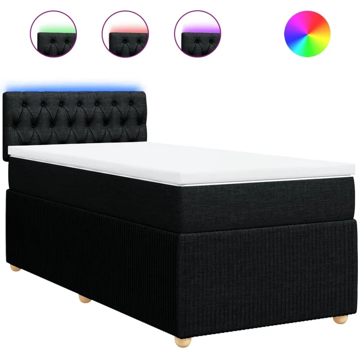vidaXL Boxspringbett mit Matratze Schwarz 80x200 cm Stoff 3289592 – Bild 2