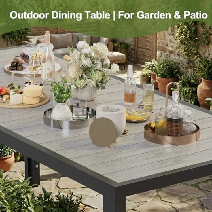 JUMMICO Gartenmöbel Set aus mit Holzoptik, Wetterfestes Terrassenmöbel in 150cm oder 189cm für 6-8 Personen, Stabiles Set für Balkon und Garten – Bild 5