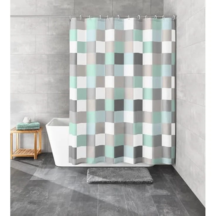Kleine Wolke Duschvorhang Check Breite 180 cm (1-tlg), inklusive Duschvorhangringe – Bild 3