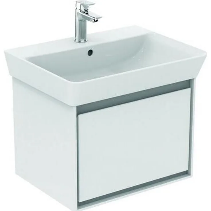 Ideal Standard Connect Air Waschtischunterschrank, 535mm, 1 Auszug, E0846, Farbe: Weiß glänzend / hellgrau matt - E0846KN