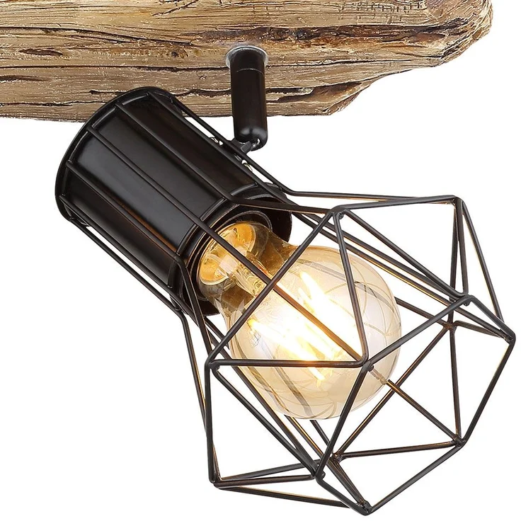 Deckenleuchte, Holzoptik, Metall, schwarz, L 38,5 cm – Bild 8