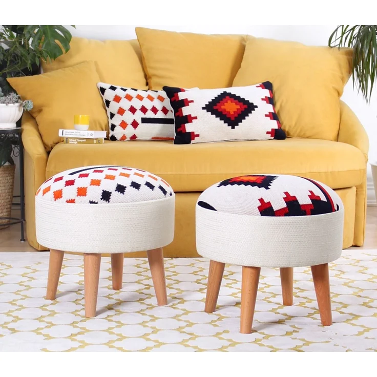 Hanah Home 'Farm - White' Pouffe, Weiß, 46 x 42 x 46 cm – Bild 5