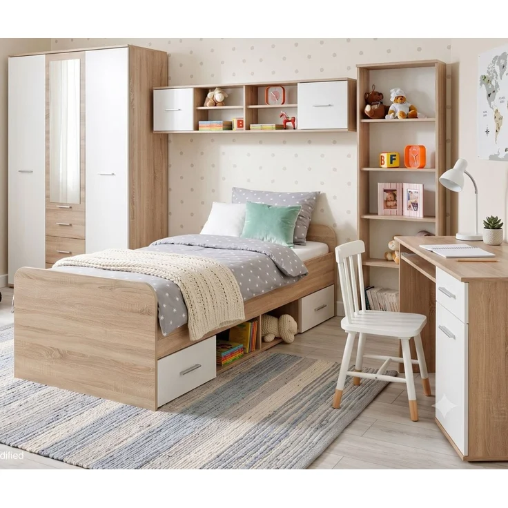 Kinderzimmer / Jugendzimmer Superior in weiß und Eiche 5-teilig – Bild 2