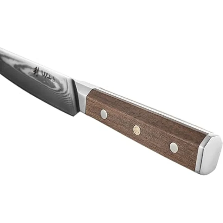 Wakoli Allzweckmesser Hickory Damast Küchenmesser 13cm Klinge FullTang, Walnussholzgriff, Damaststahl, Full Tang, VG-10 – Bild 4