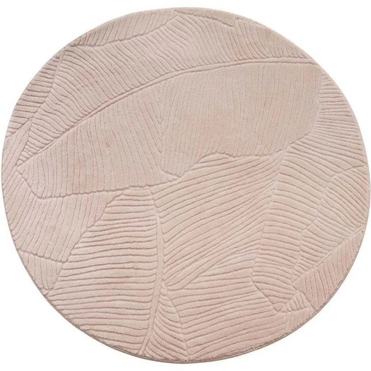 TaraCarpet Teppich TaraCarpet Homestyle 391 Blätter, rund, Höhe: 10 mm, Felloptik hoch-tief weich waschbar floral beige 80x80 rund – Bild 4