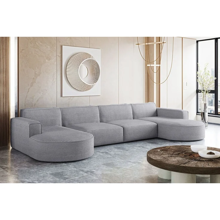 Kaiser Möbel Ecksofa Designer MODENA U XL stoff Dicker cord Poso, Viele Farben, praktisch und komfortabel – Bild 1