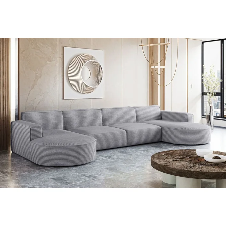 Kaiser Möbel Ecksofa Designer MODENA U XL stoff Dicker cord Poso, Viele Farben, praktisch und komfortabel
