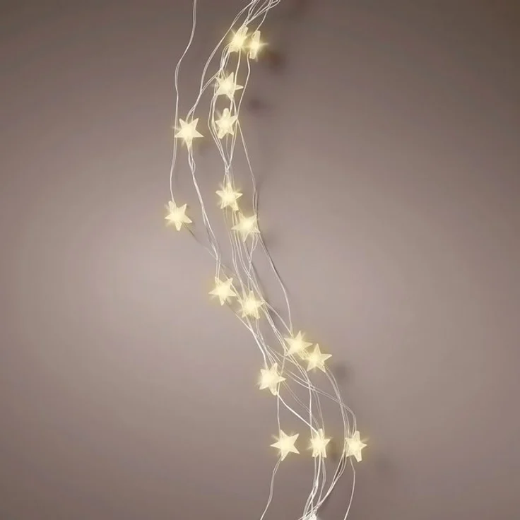 Spetebo LED-Lichterkette Draht Bündel warm weiß mit Sternen - 90 cm -, 64-flammig, mit integriertem Timer (6 Stunden AN / 18 Stunden aus) – Bild 4