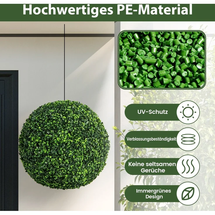 2er Buchsbaumkugel 48 cm Buchsbaum Kugel UV-beständig Formschnitt Künstliche Pflanze Kugelpflanzen – Bild 5
