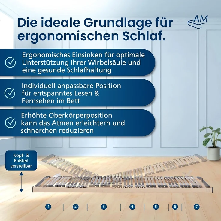 2x Ergonomischer Lattenrost 100x210 cm verstellbar - Lattenrost Set KV - 7-Zonen Lattenrost 100x210 cm Doppelpack - fertig montiert - 44 Leisten - Kopf- und Fußteil verstellbar - 2er Set - 100/210 – Bild 2