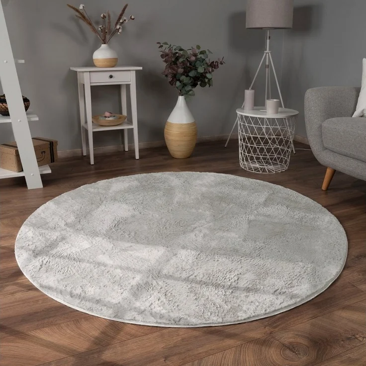 Paco Home Fellteppich Kunstfell Soft 380, rund, Höhe: 14 mm, Langflor, Kuschelteppich - besonders weich, Uni-Farben – Bild 4