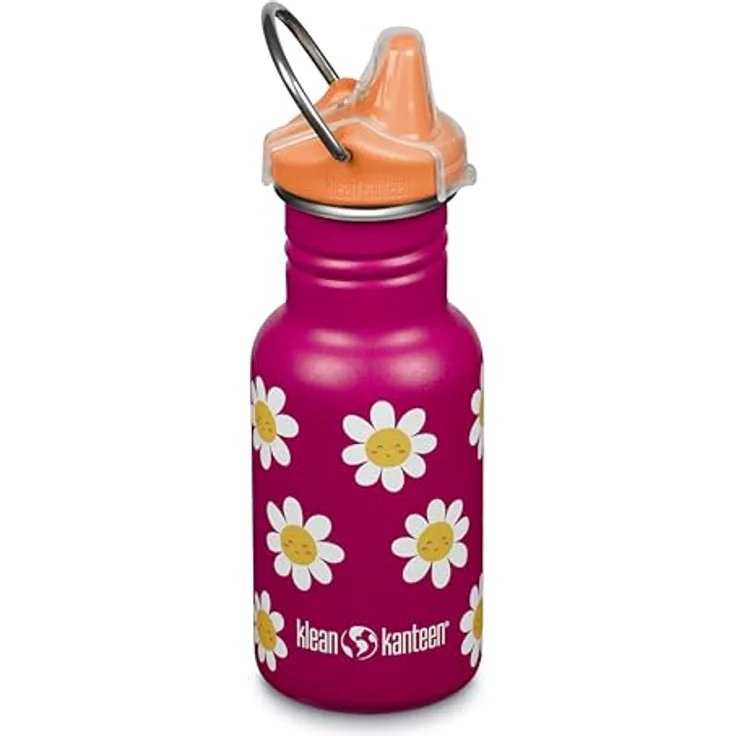 Klean Kanteen Trinkflasche Classic Narrow (Sippy Cap) mit Trinkverschluss aus Edelstahl in der Farbe Pink mit einem Volumen von 355 ml, 1011200
