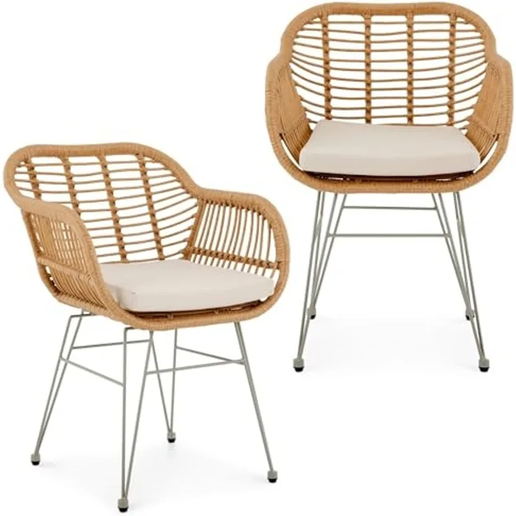 IDIMEX Gartenstuhl PARAMO (2 St), In & Outdoor Esszimmerstuhl 2er Set mit Metallgestell in Rattan Optik