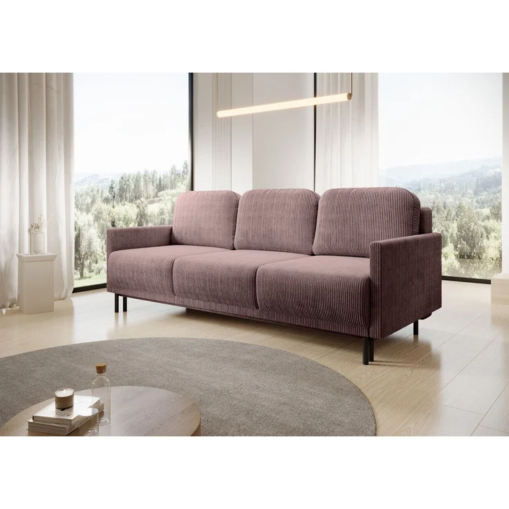 Selsey 'Hamiel' 3-Sitzer Sofa mit Schlaffunktion und Bettkasten, Cord, Lila – Bild 3