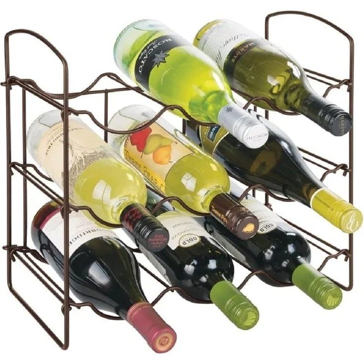 mDesign Weinregal Regal Flaschenhalter 9 Flaschen 3 Ebenen Metall Bronze – Bild 7