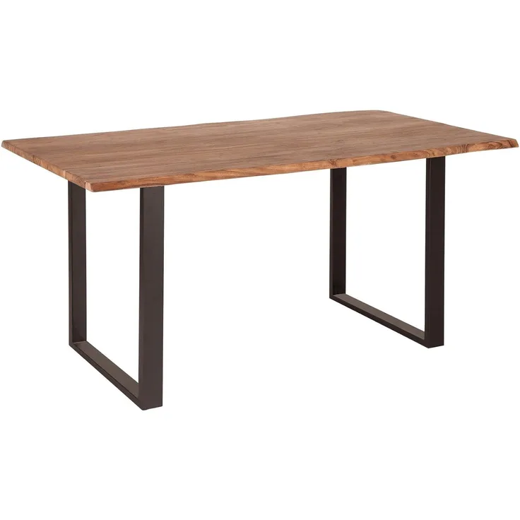 riess-ambiente Baumkantentisch MAMMUT 140cm natur / schwarz (Einzelartikel, 1-St), Massivholz · Stahl · Kufen · 2,6cm Platte · Esszimmer · Industrial