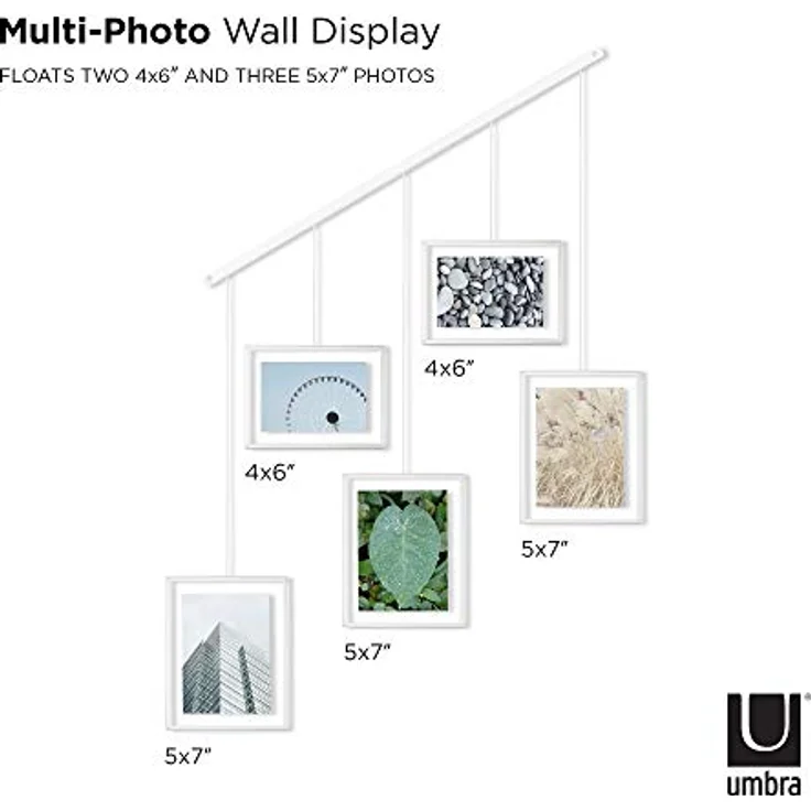 Umbra Bilderrahmen Exhibit, Foto Collage, Bilderrahmen Set, 5 Photos, Glas, Edelstahl, Weiß, 1013426-660 – Bild 10