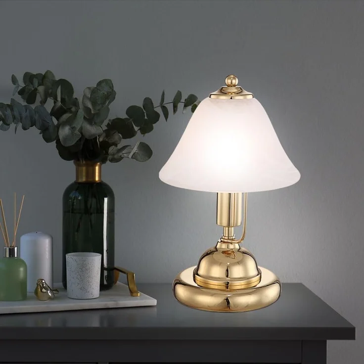 Messing LED Tischlampe, Touchschalter, Höhe 27 cm ANTIQUE – Bild 5