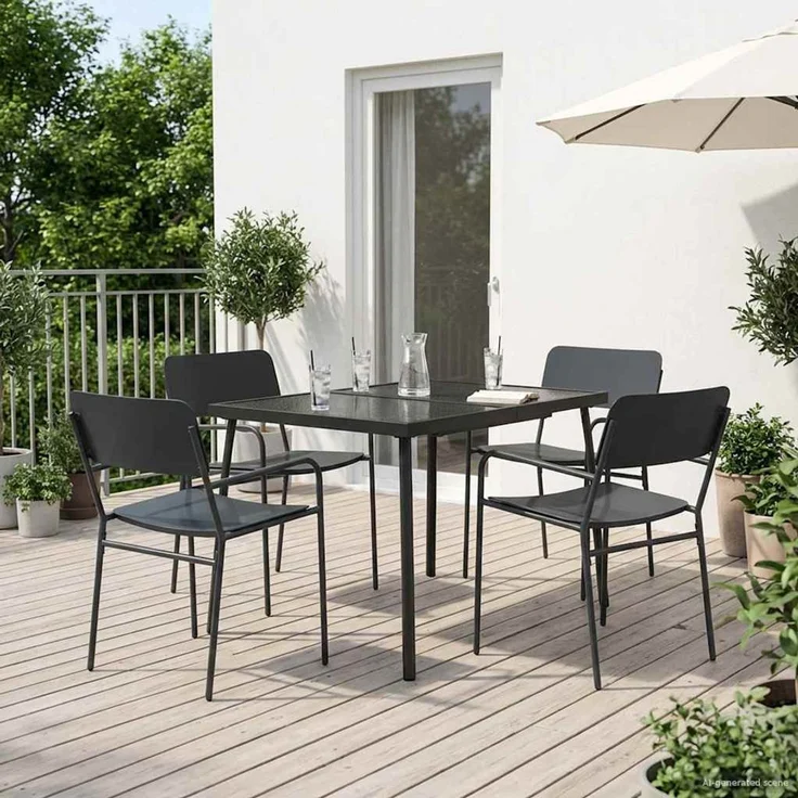 vidaXL Essgruppe 5 stk. Anthrazit 100 x 80 x 72 cm Stahl 3422861 – Bild 1