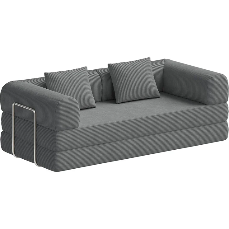 skølm 'Lofn' Modulares Sofa 2 Sitzer, 200x100 cm, Vollschaumcouch mit Metallgestell, Cord dunkelgrau, Schlafsofa vakuumverpackt, kein Aufbau erforderlich – Bild 10