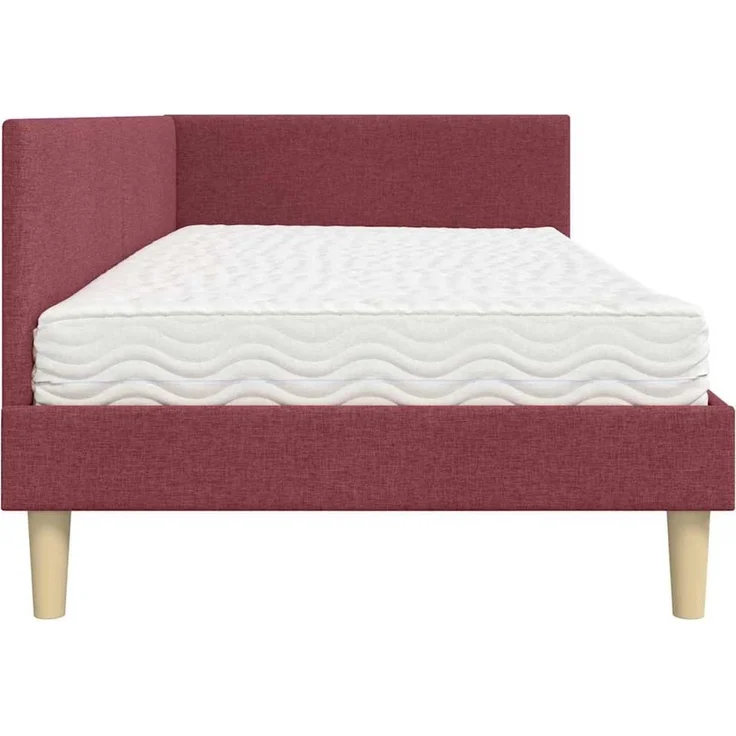 vidaXL Eckbettgestell mit Matratze 2 stk. Weinrot 90 x 190 cm Stoff 3393736 – Bild 8