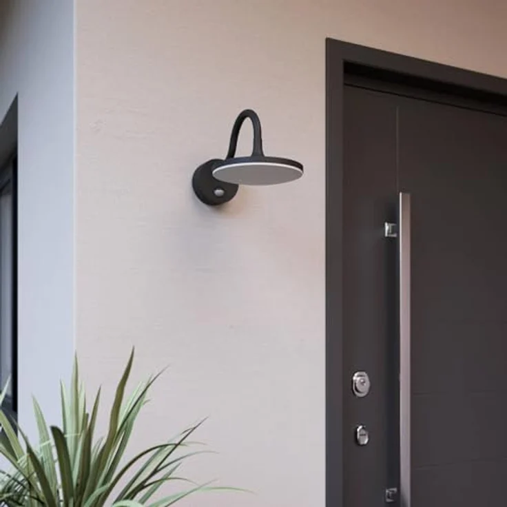 Arcchio LED Wandleuchte Fineria, spritzwassergeschützt mit Bewegungsmelder, 1-flammig, schwarz aus Aluminium, für Außenwand, Terrasse und Balkon – Bild 4