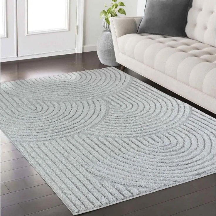 TaraCarpet Designteppich Designerteppich Tokio hoch-tief Struktur Wellen uni, rechteckig, Höhe: 20 mm, moderner scandi BOHO grau Wohnzimmer Schlafzimmer Flur 200x290 cm – Bild 1
