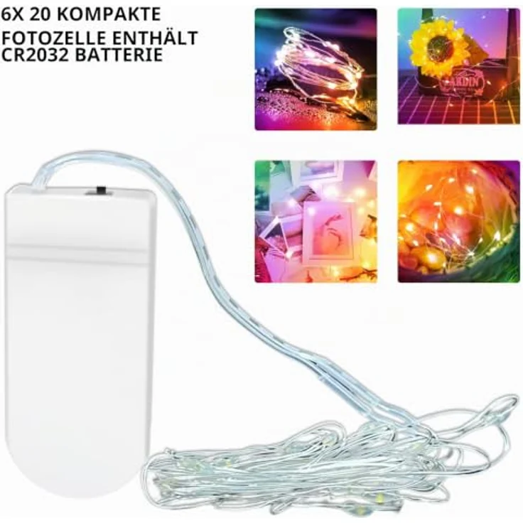 Jsdoin LED Mini Lichterkette mit Batterie, 12x20er Micro Lichterkette außen Batterie, 2M DIY kleine Lichterketten Wasserdicht für Party Hochzeit Weihnachten Beleuchtung Deko (Mehrfarbig) – Bild 3