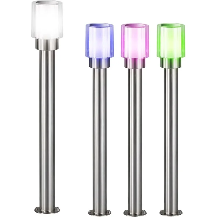 RGB LED Stehleuchte, Edelstahl, silber, weiß, H 80 cm