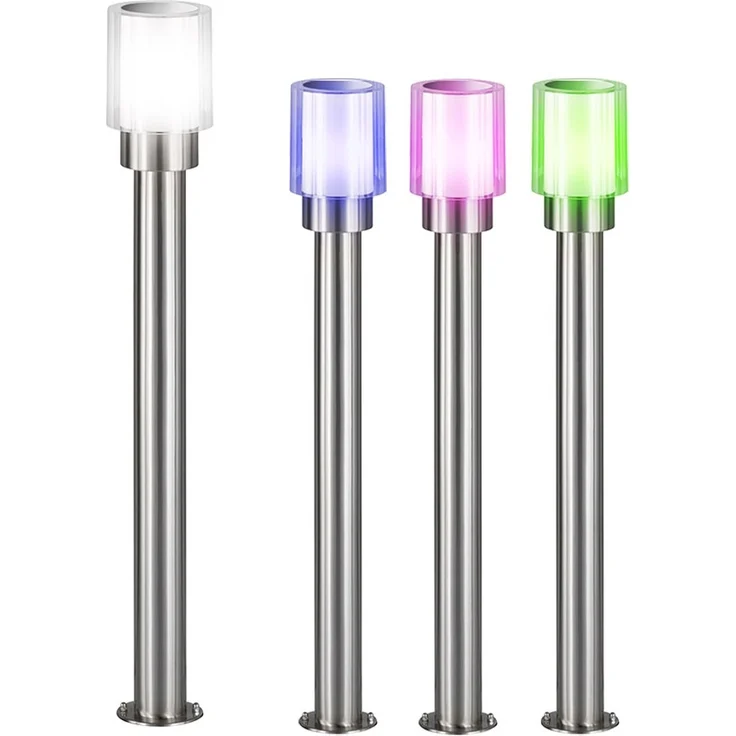 RGB LED Stehleuchte, Edelstahl, silber, weiß, H 80 cm – Bild 1