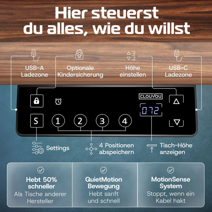 ProDesk Schwarz/Holz (160x80 cm) – Bild 6
