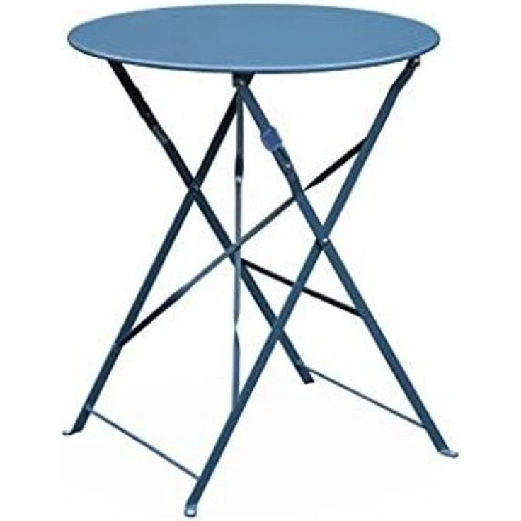 Klappbarer Bistro-Gartentisch - Emilia rund graublau - Runder Tisch 60 aus pulverbeschichtetem Stahl
