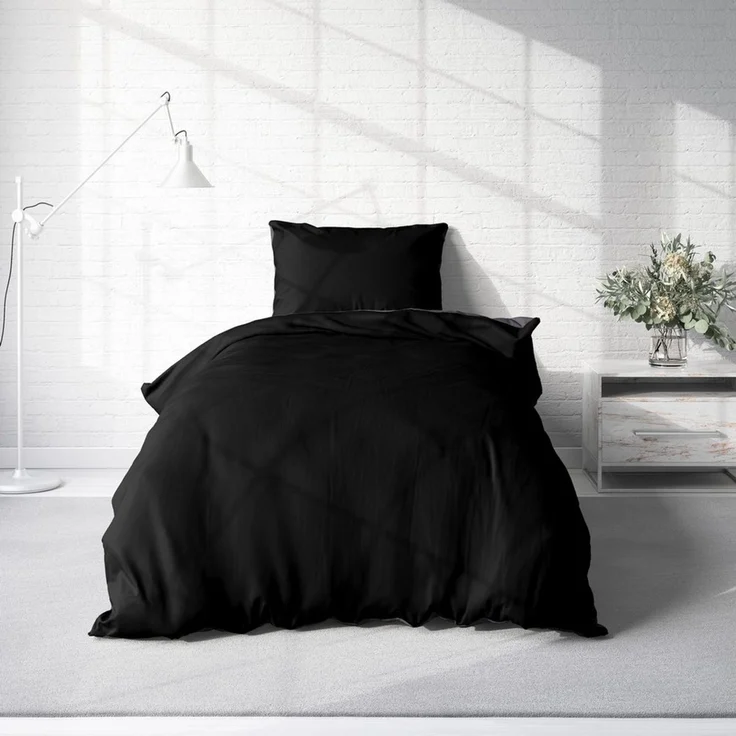 One Home Bettwäsche Doubleface, Satin, 2 teilig, Uni Wende, kühlend weich Sommer, Übergröße – Bild 2