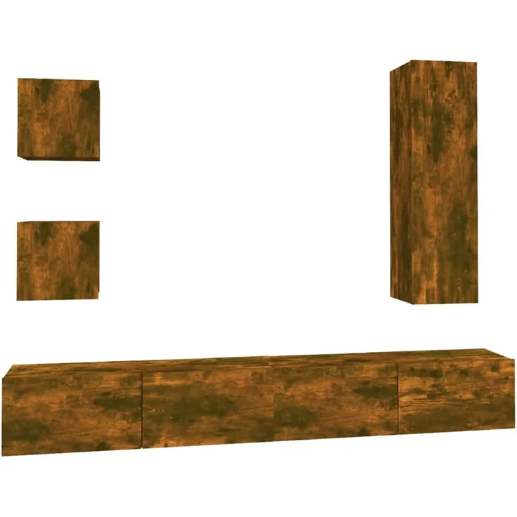 vidaXL 5-tlg. TV-Schrank-Set Räuchereiche Holzwerkstoff 3114451