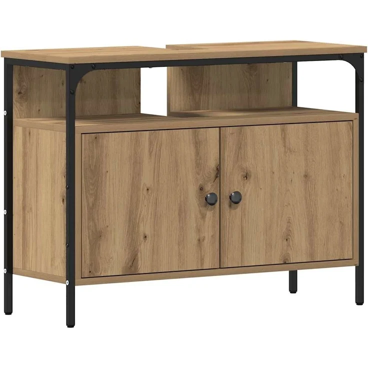 vidaXL Badezimmer Waschbeckenmöbel mit Regal 3 pcs Braun Holzwerkstoff 3334392 – Bild 6