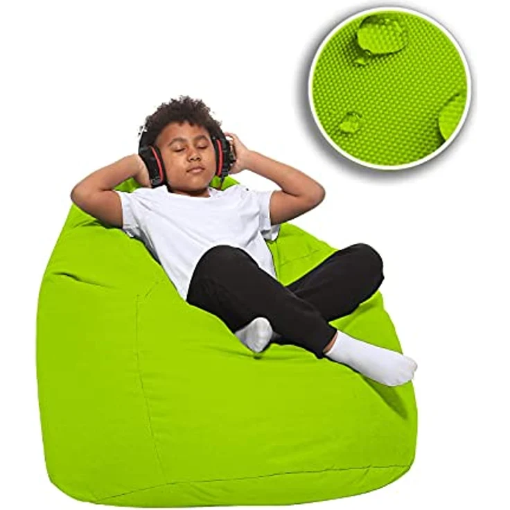 HomeIdeal - Sitzsack XXL Bodenkissen für Erwachsene & Kinder - Geeignet für Gaming oder Entspannen - Indoor wie Outdoor da er Wasserfest ist - mit EPS Perlen, Farbe:Kiwigrün, Größe:XXL – Bild 9
