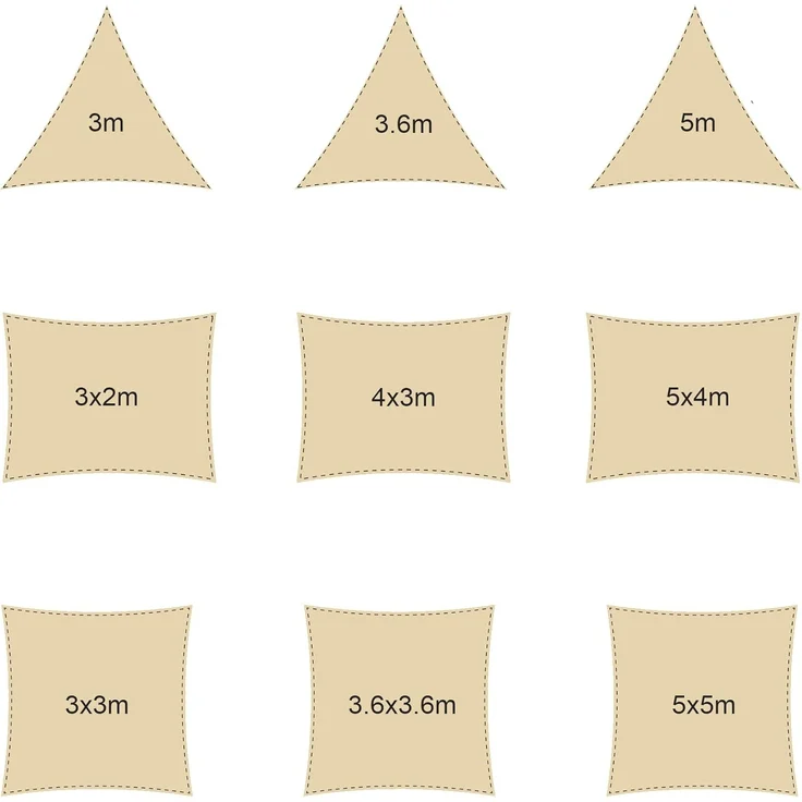 Rebecca Mobili Sonnenschutz Sonnensegel für Außenbereich Outdoor Beige Dreieckig Schwimmbad Befestigungsseil Polyethylen UV-Schutz 3,6 x 3,6 x 3,6 m (Cod. RE6340) – Bild 9