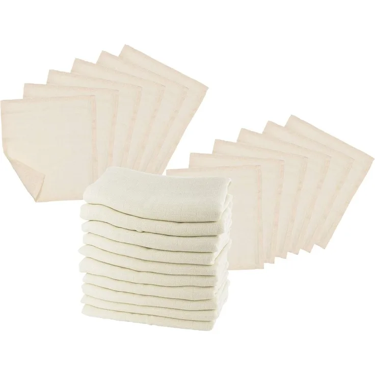 Bio Mullwindeln 10er-Set mit Waschlappen 100% Bio-Baumwolle (kbA) GOTS zertifiziert, Natur, 80x80 cm