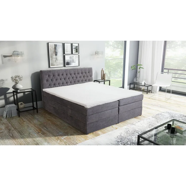 Malton Boxspringbett 180x200 Hotelbett Bonellfederkern Bett + Topper Bettkasten