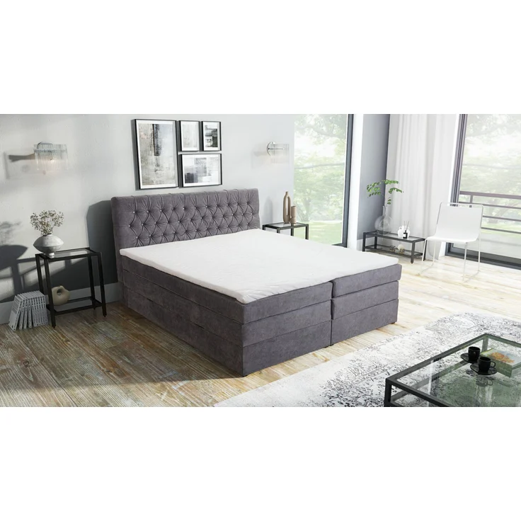 Malton Boxspringbett 180x200 Hotelbett Bonellfederkern Bett + Topper Bettkasten – Bild 1