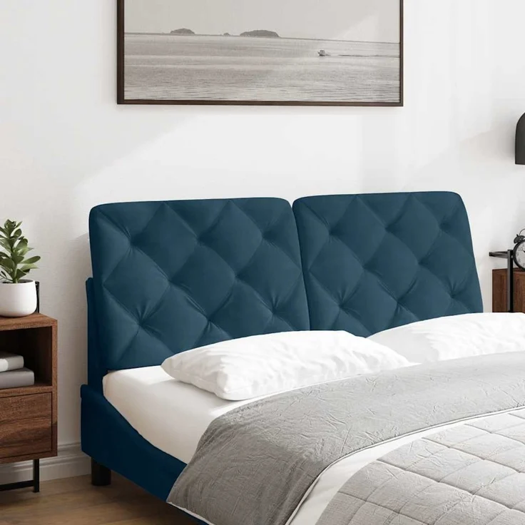 vidaXL Kopfteil-Kissen Blau 120 cm Samt – Bild 3
