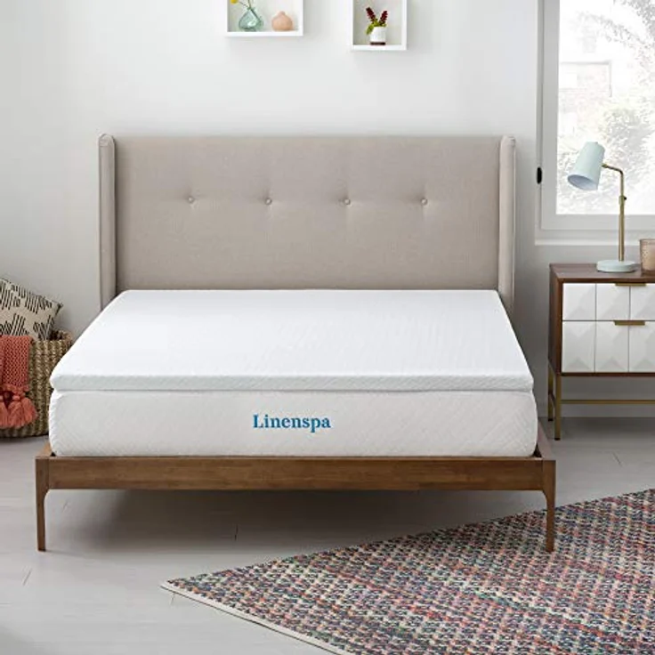 Linenspa Matratzen Topper 135x190 cm, 5cm hoch – Matratzenauflage mit Gel Memory Foam und waschbarem Bezug mit Reißverschluss – Öko-Tex, Weiß – Bild 3