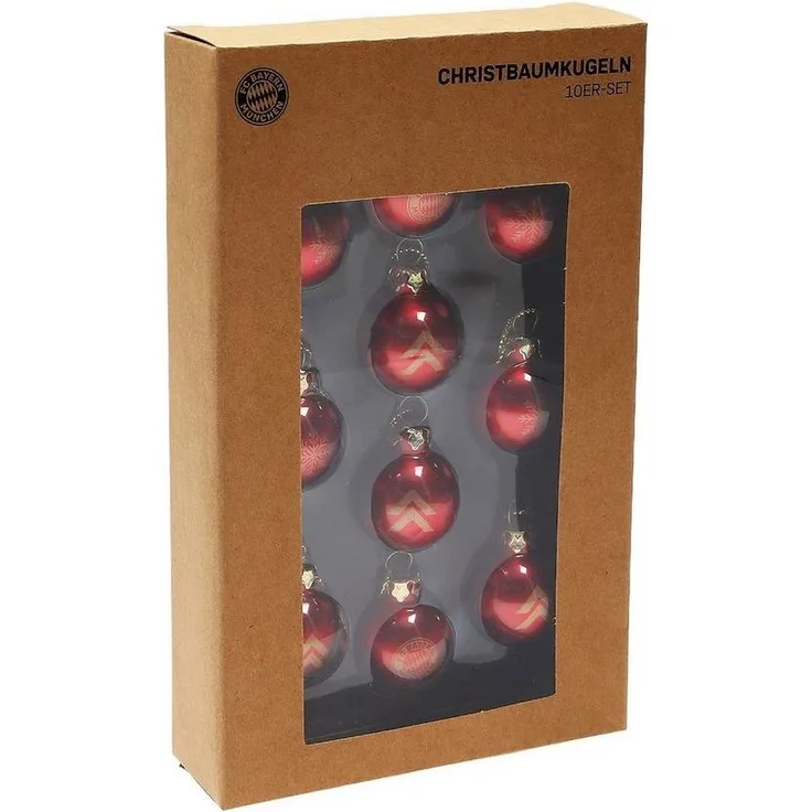 FC Bayern München Weihnachtsbaumkugel Weihnachtskugeln / Christbaumkugeln 10er Set Glas, Metall
