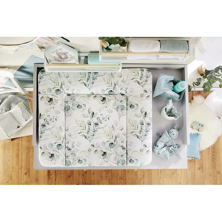 Rotho Babydesign Stillkissen-Set Multi, 190x35 cm, Inkl. Breite Wickelauflage, 85x72 cm, ab 0 Monate, Natural Leaves – Bild 4