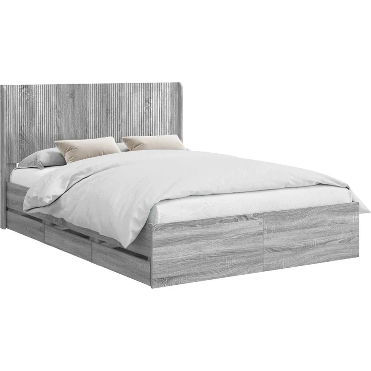 vidaXL Bettgestell mit Stauraum und Kopfteil Sonoma-Grau 140 x 200 cm 3413946 – Bild 2