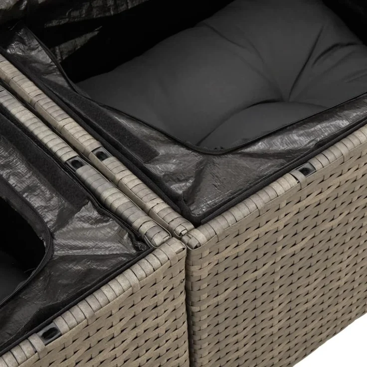 vidaXL Gartensofa 2-Sitzer mit Kissen Grau Poly Rattan 366137 – Bild 4