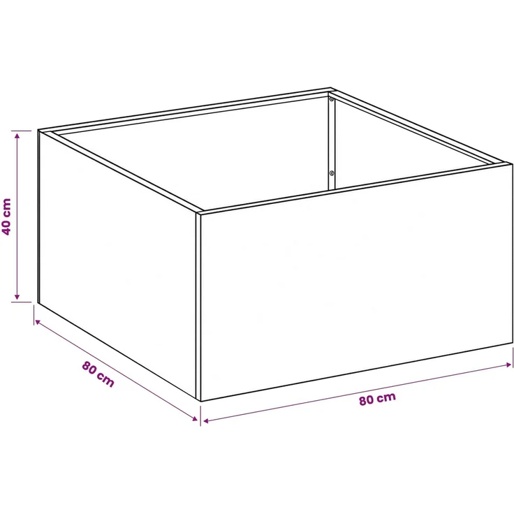 vidaXL Garten-Pflanzgefäß Weiß 80 x 80 x 40 cm Kaltgewalzter Stahl 8005108 – Bild 7